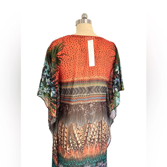 NWT La Blanca long maxi beach resort boho Tropical dress cover up S / M - Picture 3 of 9